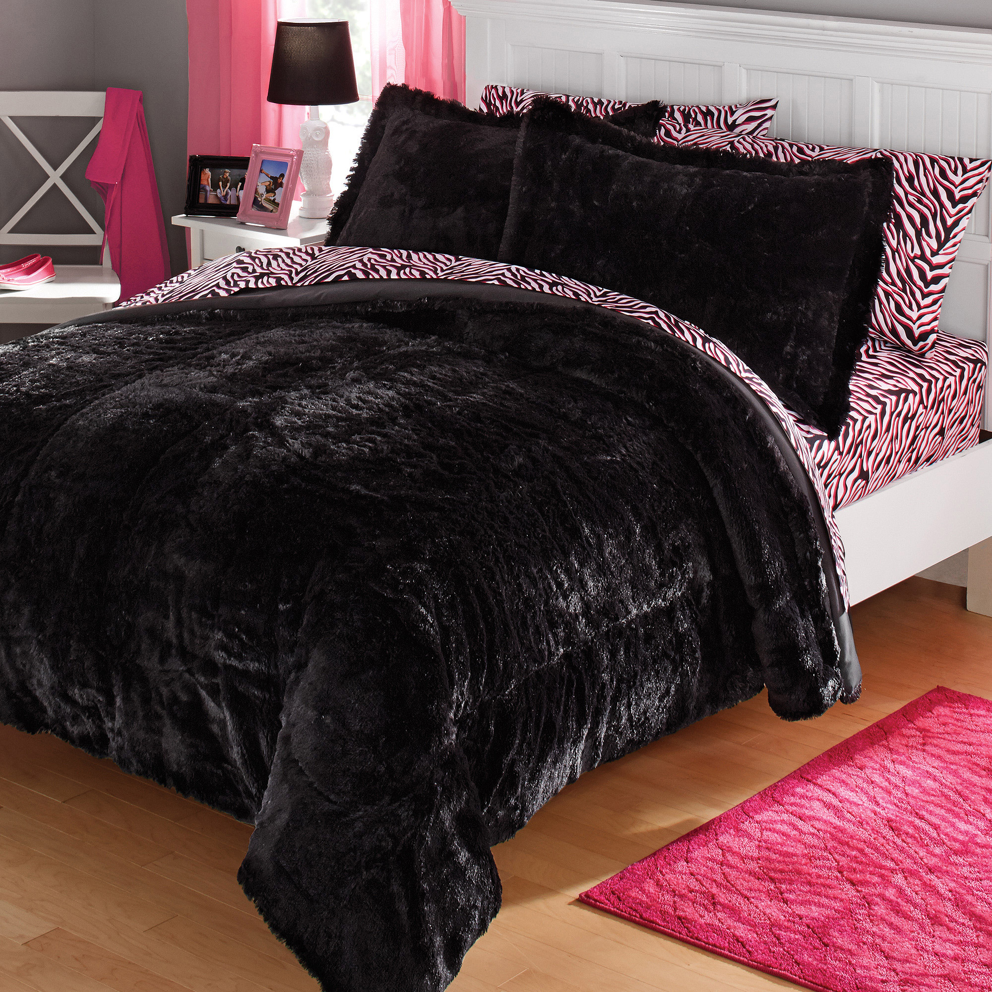 your zone long fur bedding comforter set Walmart.com