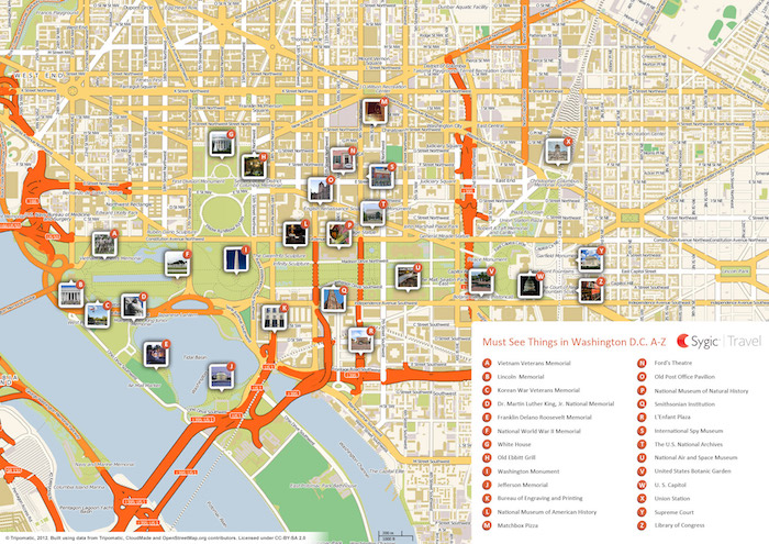 Washington D.C. Tourist Map in PDF | Sygic Travel