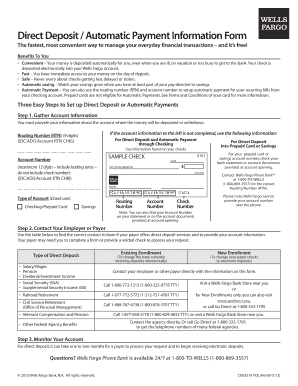 Free Wells Fargo Direct Deposit Authorization Form PDF
