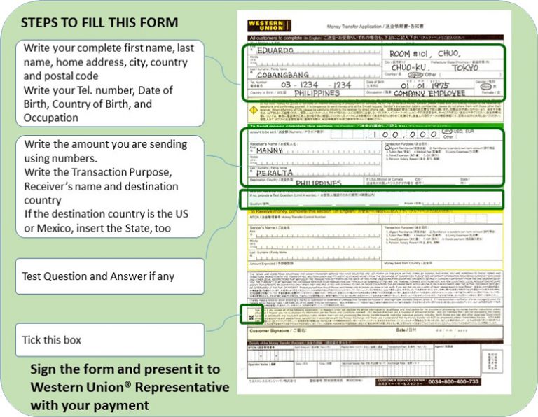 Western Union Send Money Form Pdf | amulette