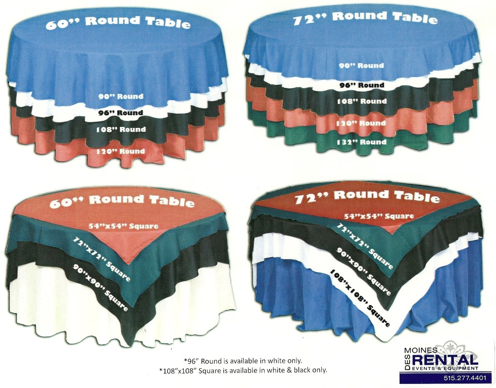 Linen Sizing Tips 60 Inch Round Table Tablecloth Sizes And Linens 