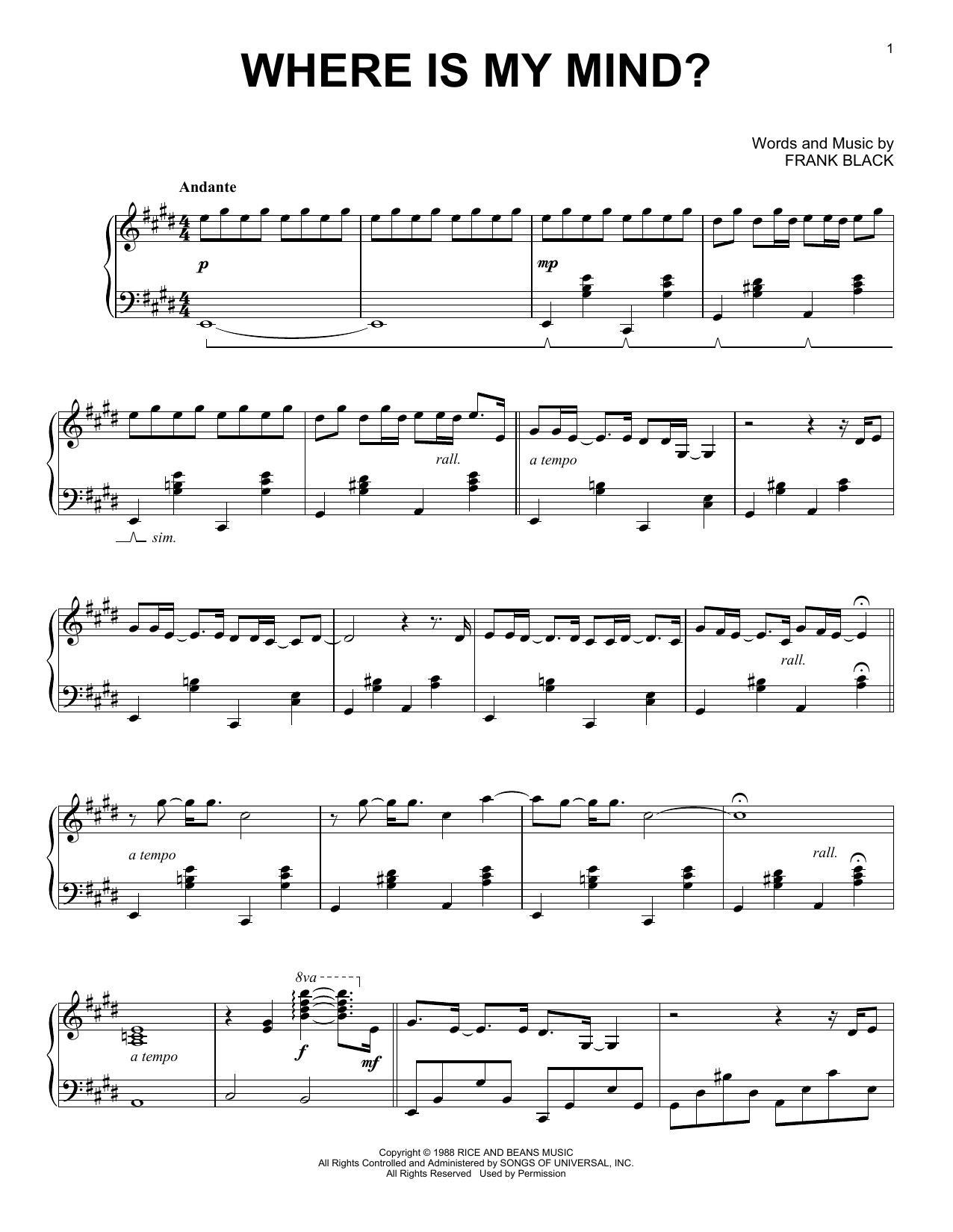 Where Is My Mind? | Sheet Music Direct