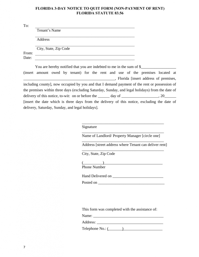 3 Day Eviction Notice Form Florida | amulette