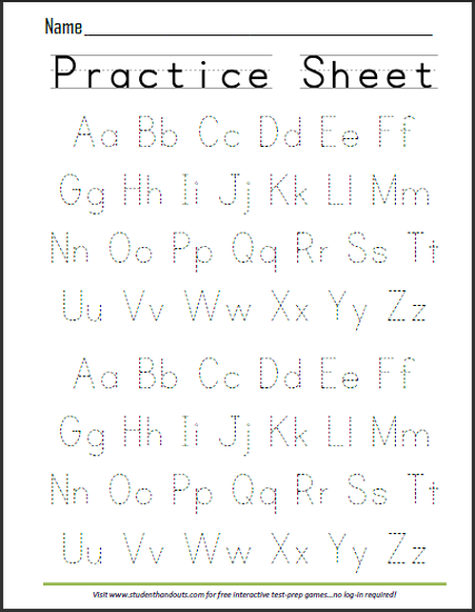 ABCs Dashed Letters Alphabet Writing Practice Worksheet | Student 
