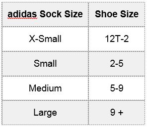 adidas soccer socks size chart