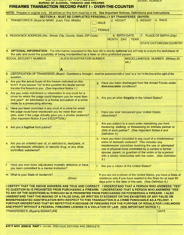 New ATF Form 4473 Coming January 16th The Truth About Guns