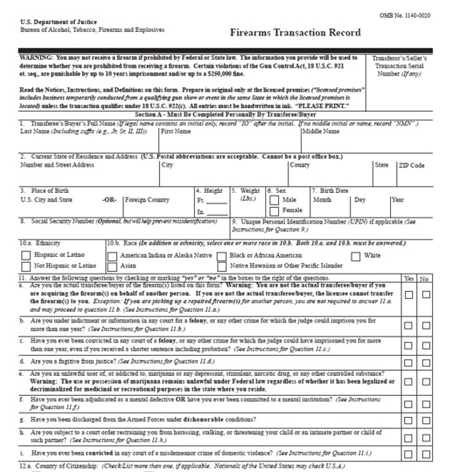 ATF Form 4473 Firearms Transaction Record Revisions | Bureau of 