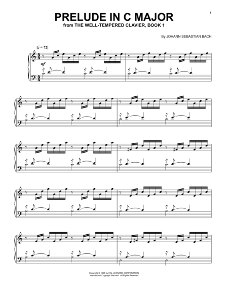 Download Prelude In C Major Sheet Music By Johann Sebastian Bach 