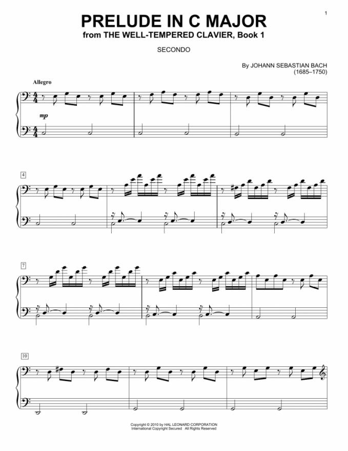 Bach Prelude In C Major Piano Sheet Music | amulette