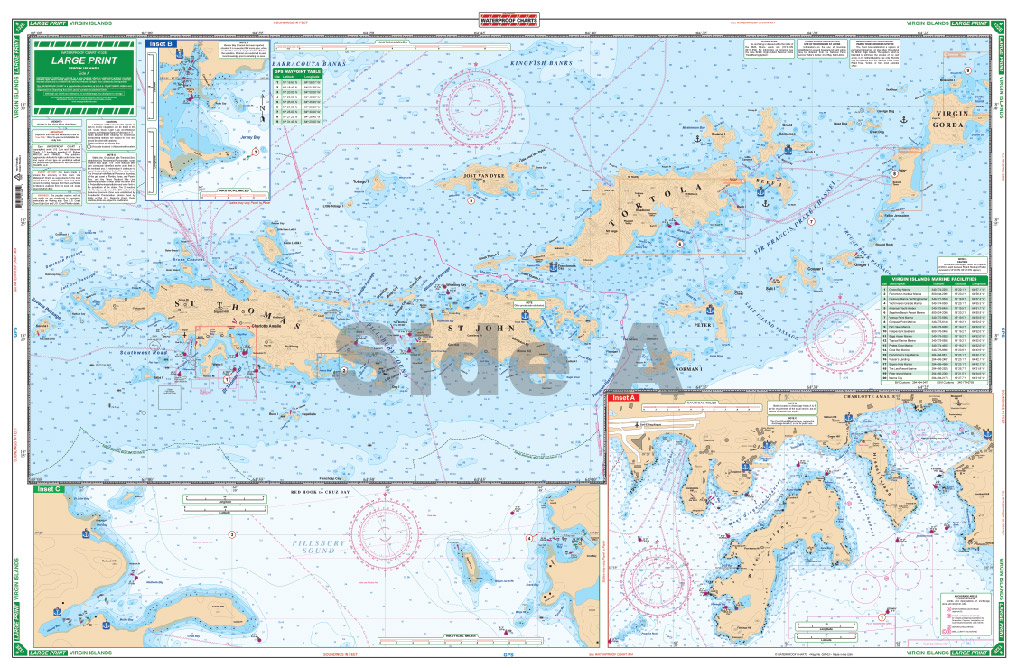 Large Print Waterproof Navigation Charts: US & British Virgin 