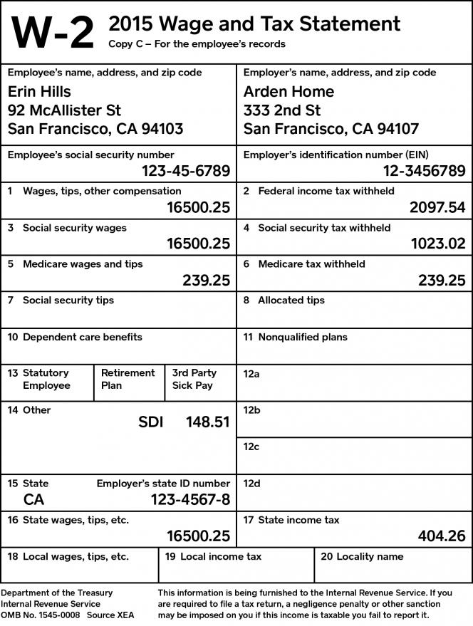 California W2 Form 2015 Amulette