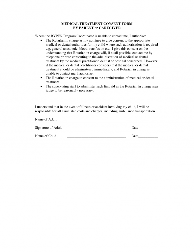 Caregiver Medical Consent Form | amulette