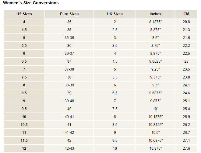 China Shoe Size Chart