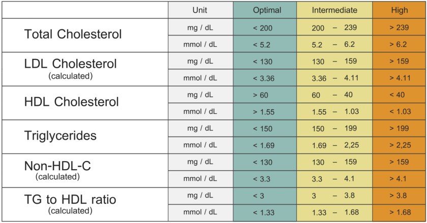 Cholesterol Levels Chart Explained Total, LDL, HDL, Triglycerides
