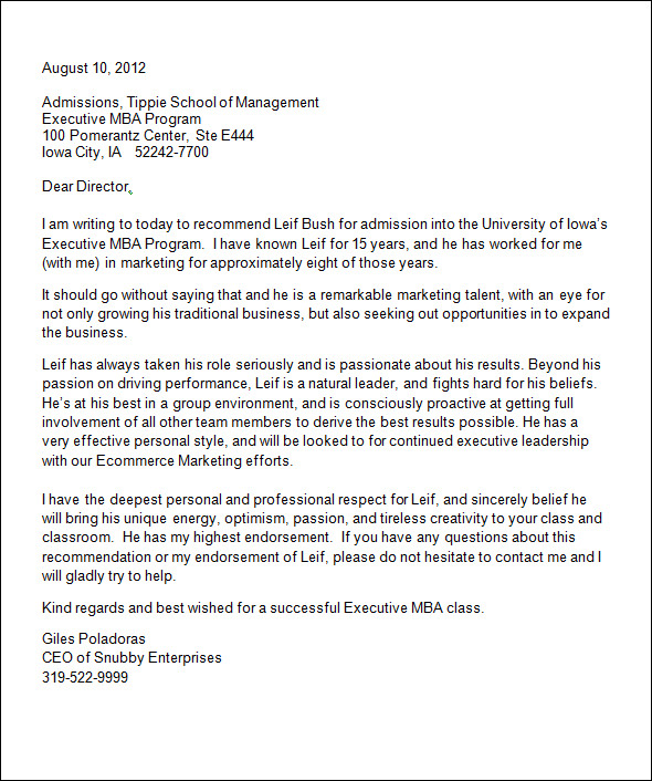 letter of recommendation example for college East 