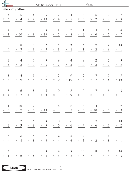 Common core worksheets multiplication drills#308840 Myscres