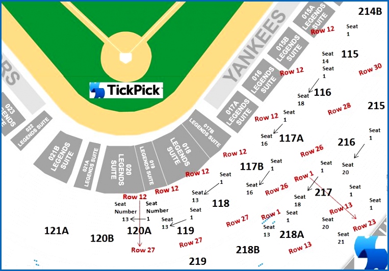 Yankee Stadium Detailed Seating Chart With Seat Numbers Dodger.