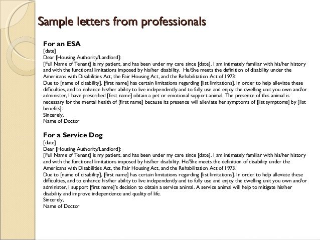 Emotional Support Animal Letter Template | Esa Prescription Letter 