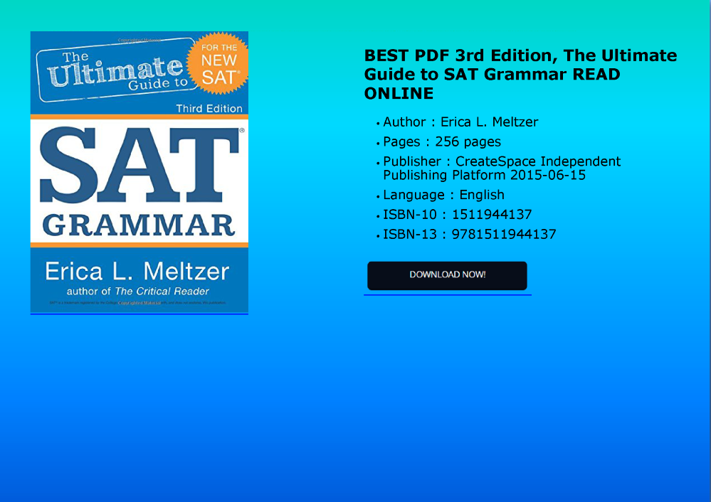 BEST PDF 3Rd Edition the Ultimate Guide to SAT Grammar READ ONLINE 