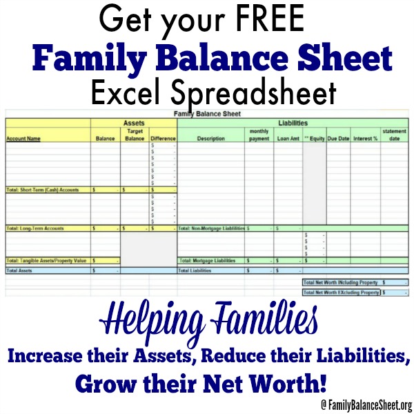 Free Family Balance Sheet Excel Spreadsheet | FamilyBalanceSheet.org