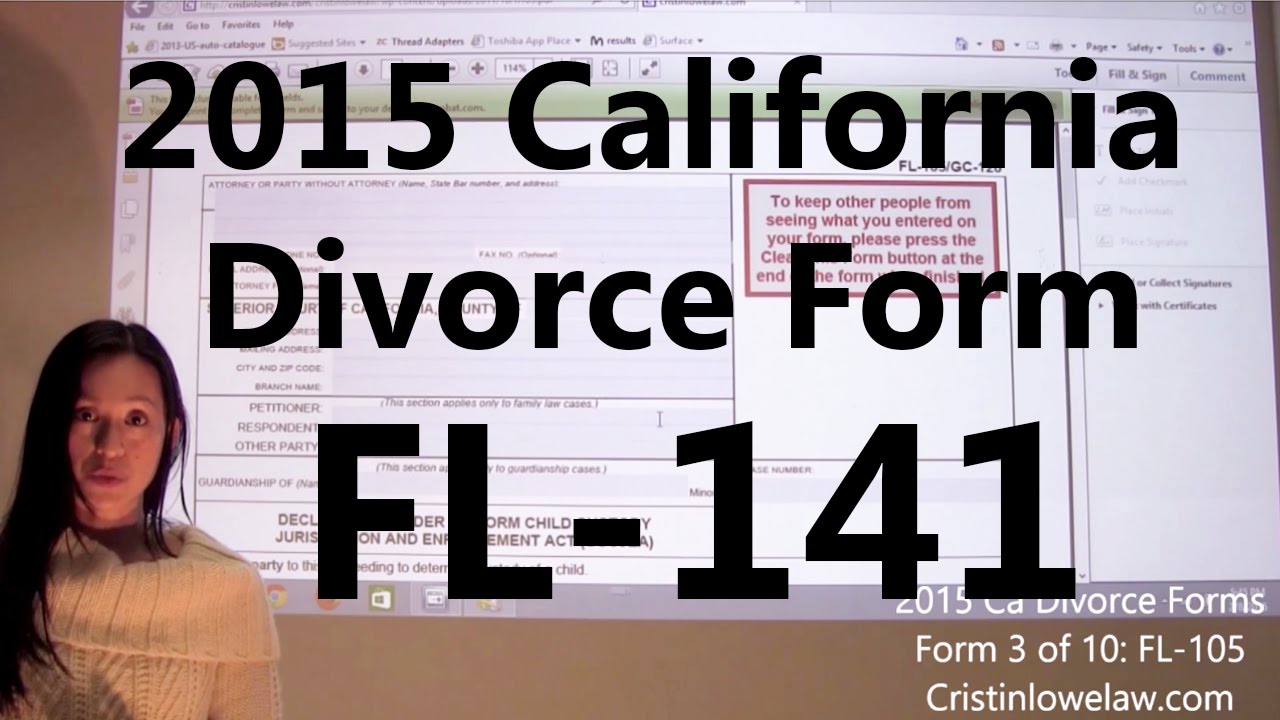 Filing California Divorce Forms: Form 10 of 10 the FL 141 YouTube