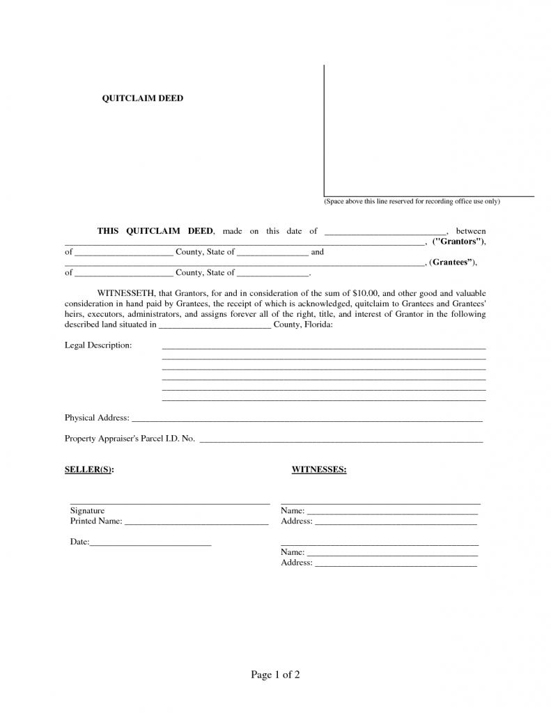 Florida Quit Claim Deed Form Pdf | amulette