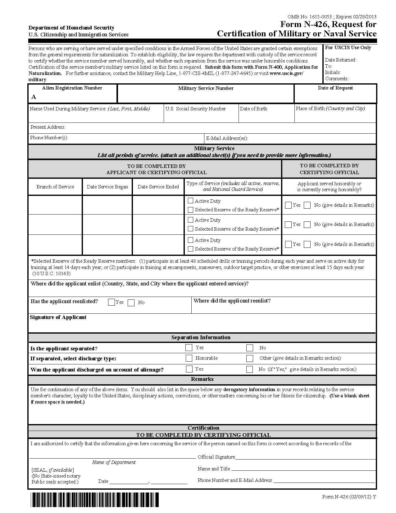 Form N 14 Immigration Fill Online, Printable, Fillable, Blank 