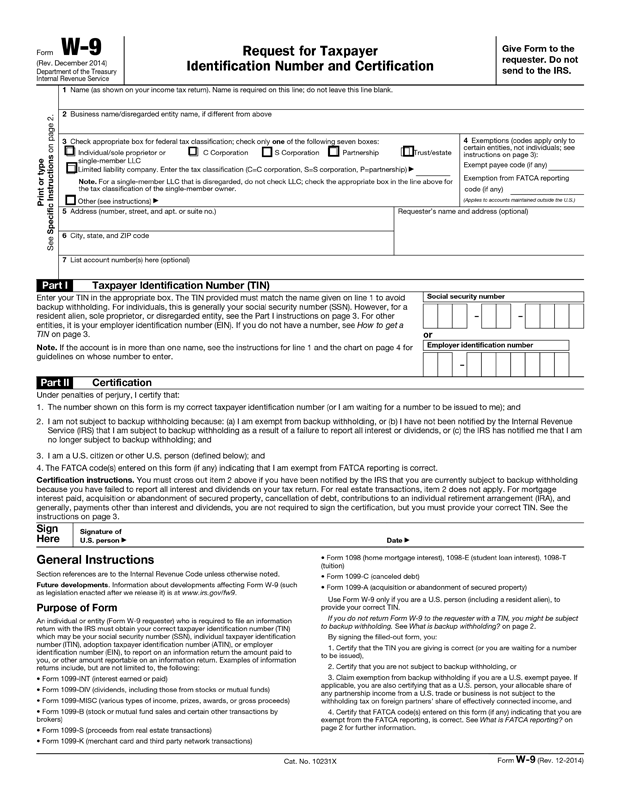 W 9 Tax Form 2017 Fill Online or Download [+ Free PDF Template]