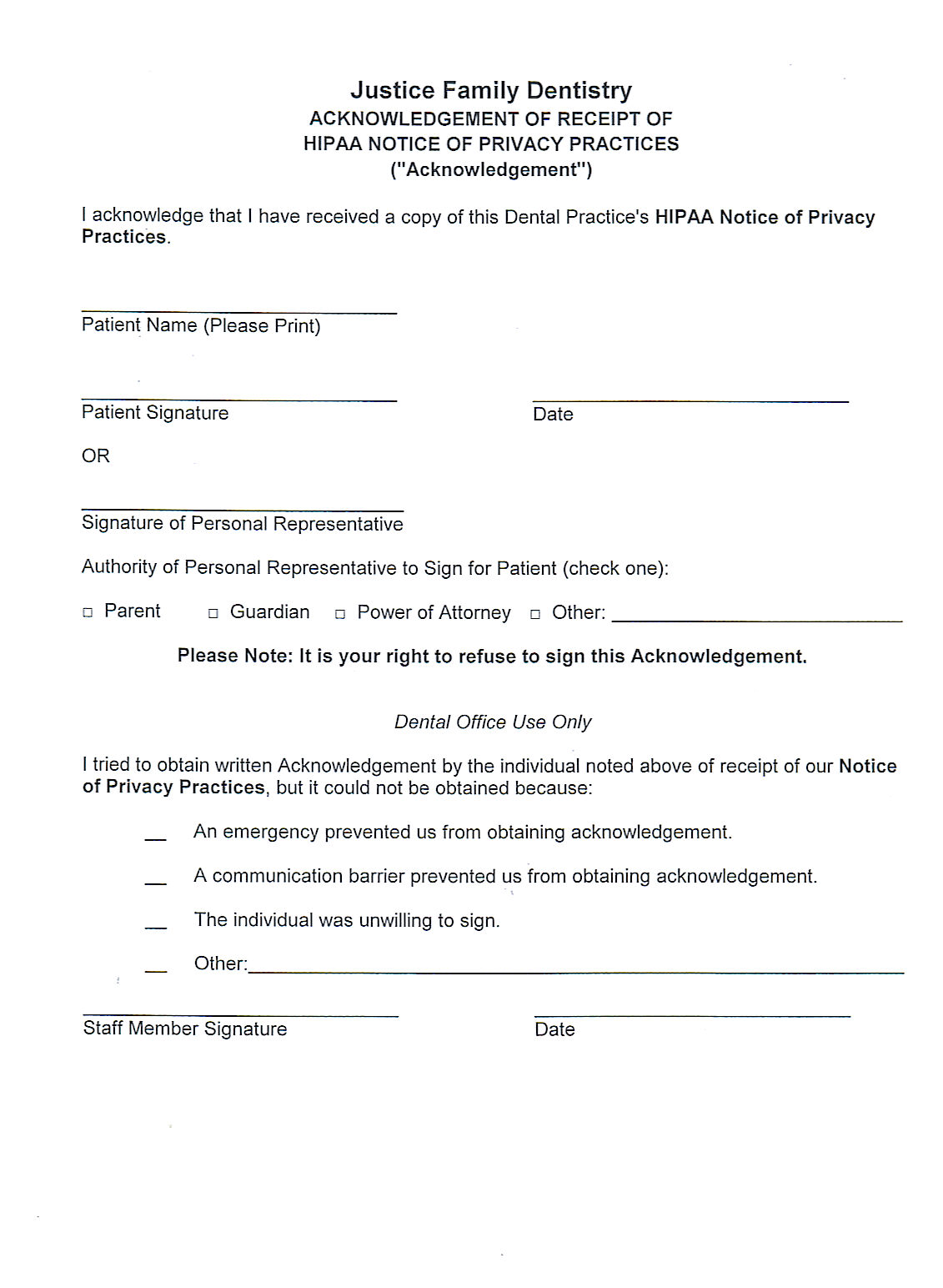 Printable HIPAA Disclosure Form