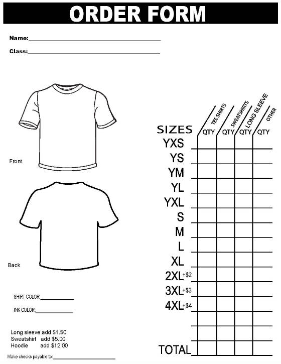 Best Photos of School T Shirt Order Form Template Printable T 