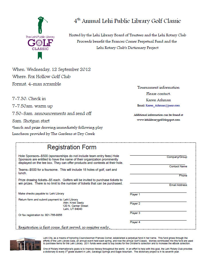 golf tournament registration form template the lehi public library 