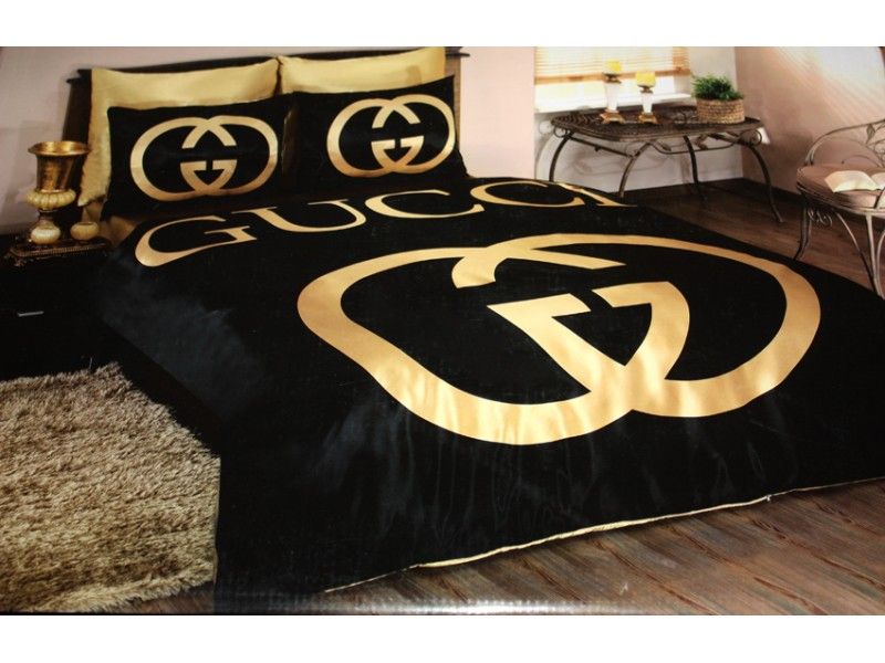 Marvelous Black And Gold Bedroom Design Gucci Bedding Set Satin 