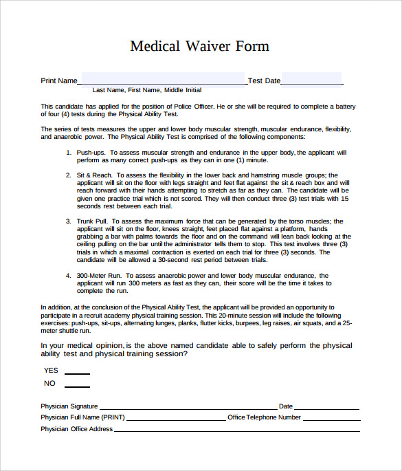 10 Medical Waiver Forms to Download | Sample Templates