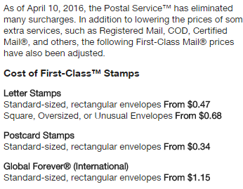 How many stamps do you need to send letters within the United 