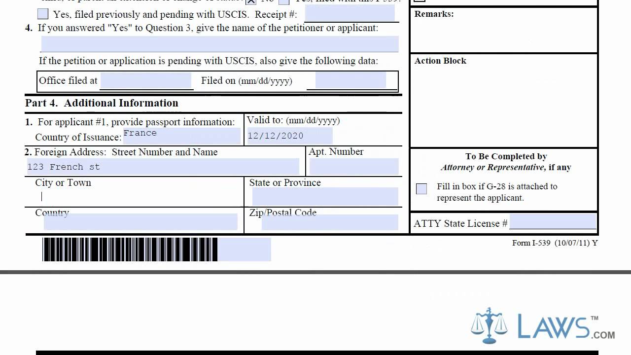 Form I 539 Fill Out Application To Extend/Change Nonimmigrant 