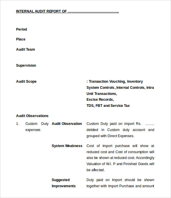 internal audit report template Akba.katadhin.co