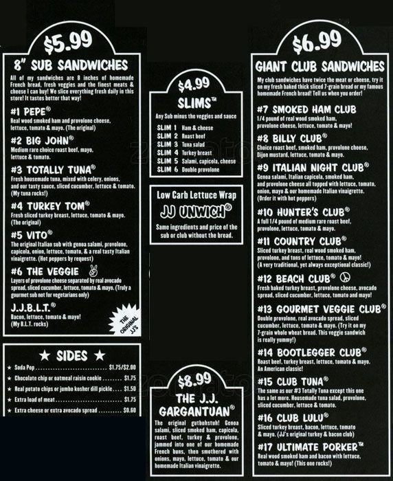 Jimmy John's Menu, Menu for Jimmy John's, Northgate, Seattle 