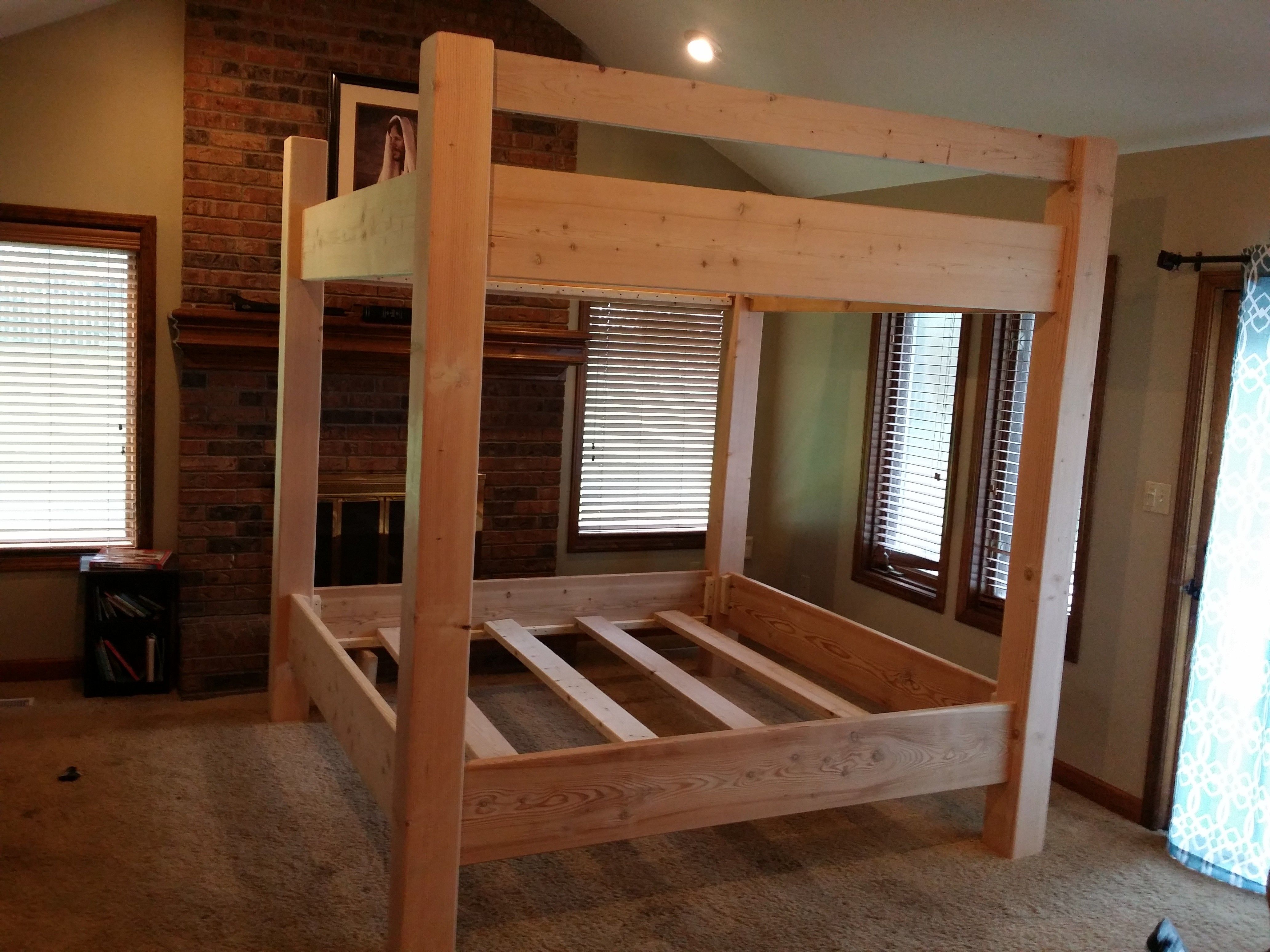 Custom Bunk Bed King Over King Unstained | King Bunk Beds 