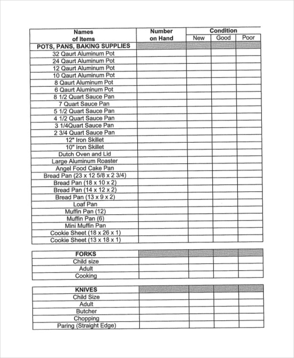 Restaurant Inventory List Templates 5+ Free Word, PDF Format 