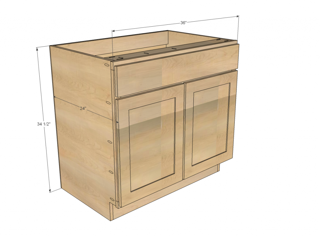 kitchen classics 36 in unfinished sink base cabinet