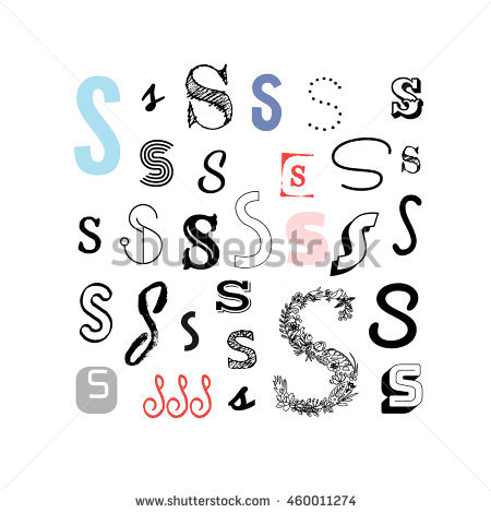 Set Letter S Different Style Collection Stock Vector 460011274 