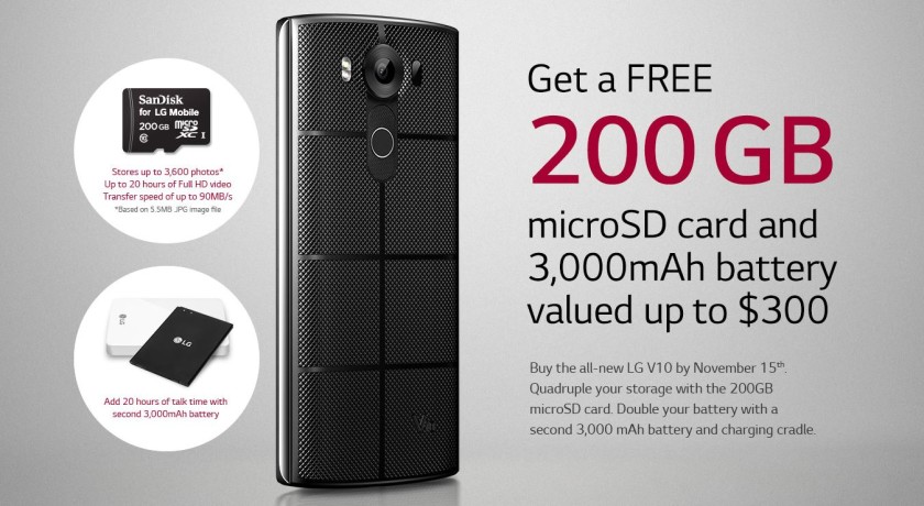 LG giving away free accessories with the V10 before Nov 15