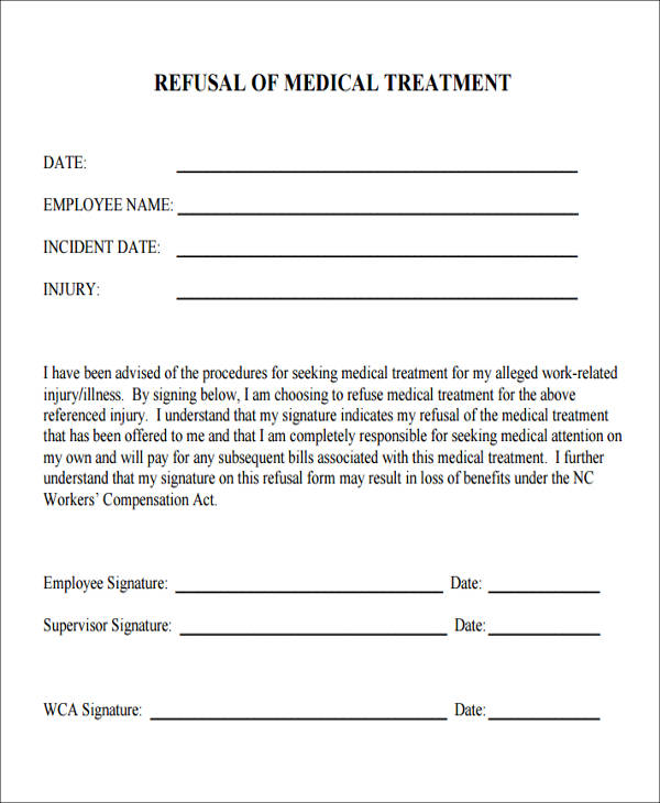 Medical Treatment Refusal Form Template Amulette