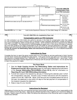 Fillable Online dor state nc Form NC 1099 ITIN NC Department of 