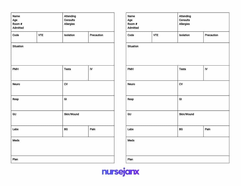 Nursing Shift Report Sheet Examples | informational nursing 