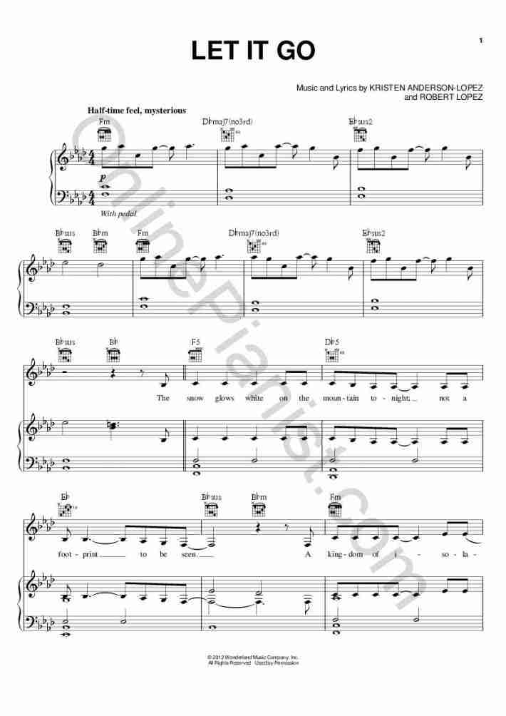 Let It Go (Frozen) Piano Sheet Music | OnlinePianist