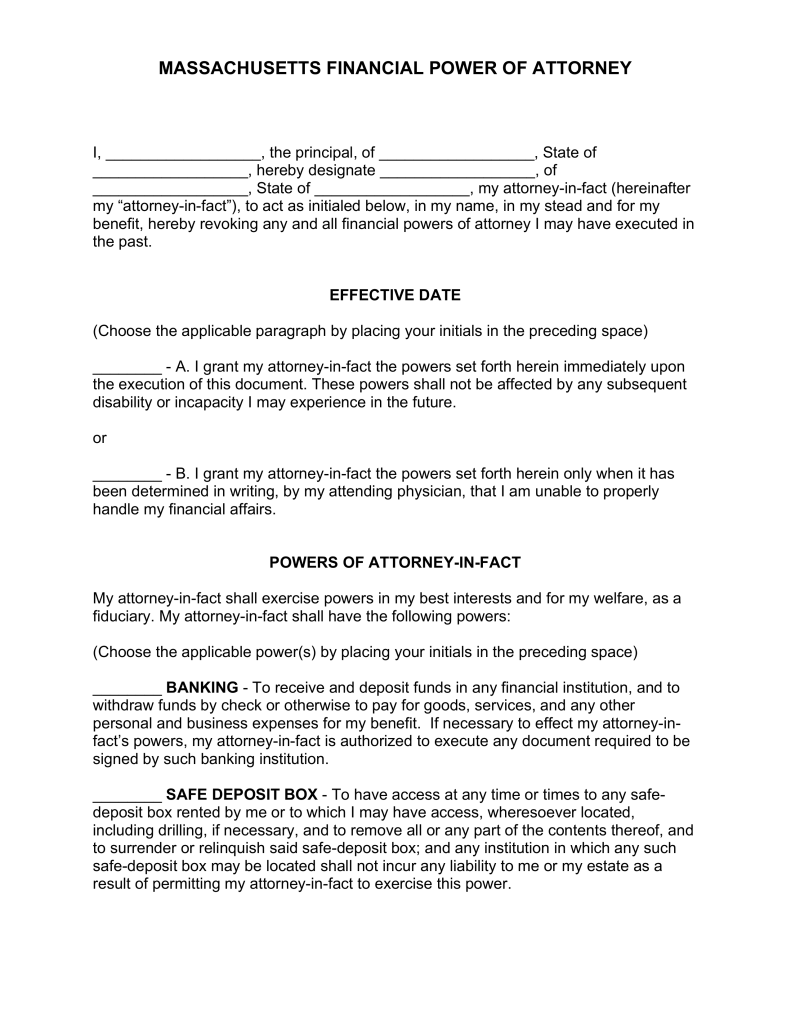 Free Massachusetts Power of Attorney Forms Word | PDF | eForms 