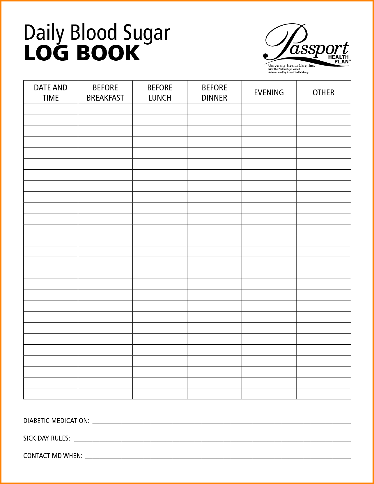 Printable Blood Sugar Log Sheet Amulette