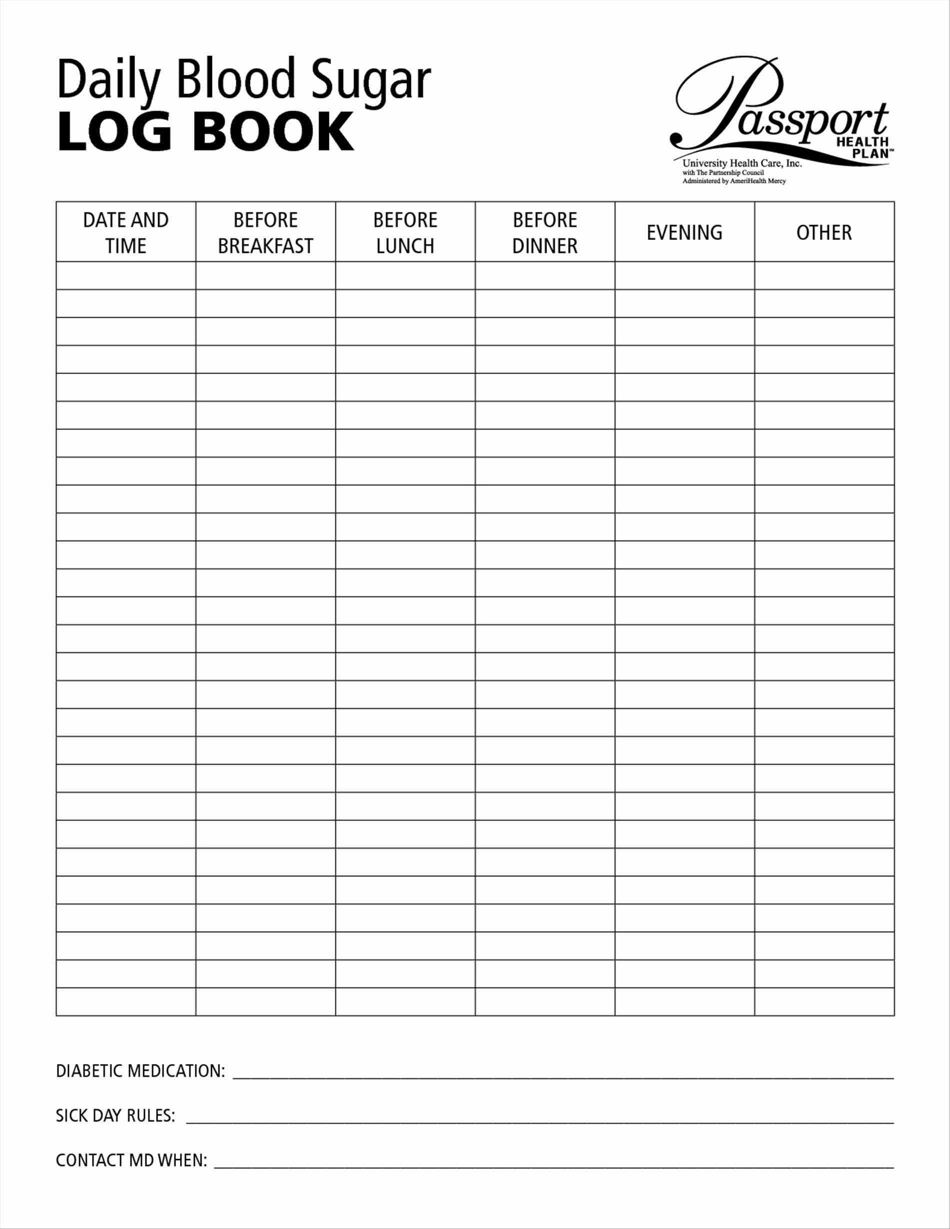 Printable Blood Sugar Log Sheet amulette