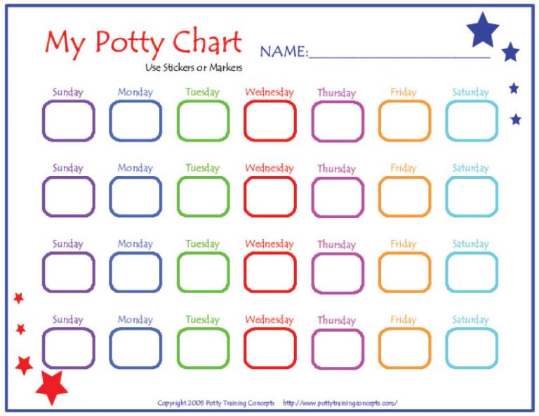 Printable Potty Chart For Toddlers | amulette